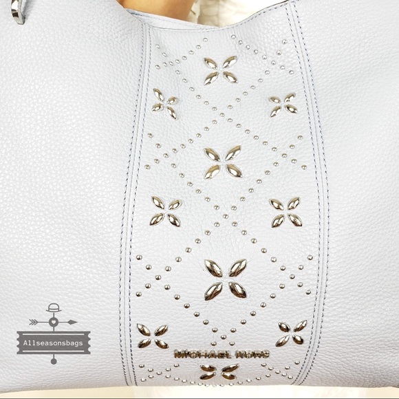 NWT Michael Kors Large Leighton Shoulder Tote Blue - Picture 4 of 7